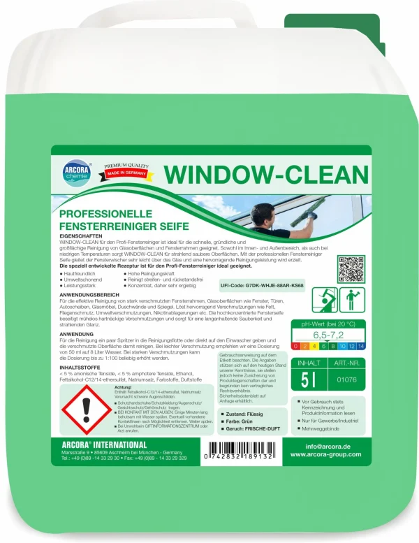 ARCORA Professionelle Fensterreiniger-Seife WINDOW-CLEAN, 5 L 1