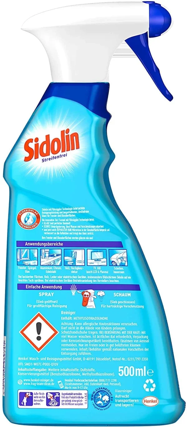 Null Sidolin Multi Flächen Reiniger Sprühflasche 500 Ml Flasche Reinigungsmittel 7