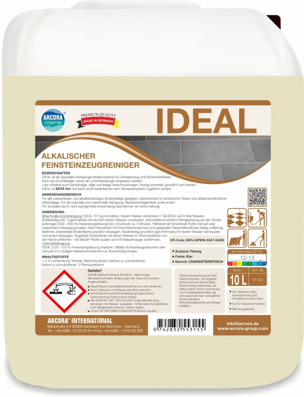 ARCORA Alkalischer Feinsteinzeugreiniger IDEAL, 10 L 1
