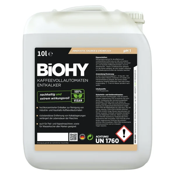 Null BiOHY Kaffeevollautomaten Entkalker (50x10l Kanister) | Ideal Zur Entkalkung Von Allen Kaffeemaschinen | Ca. 20 Entkalkungsvorgänge/Flasche 7