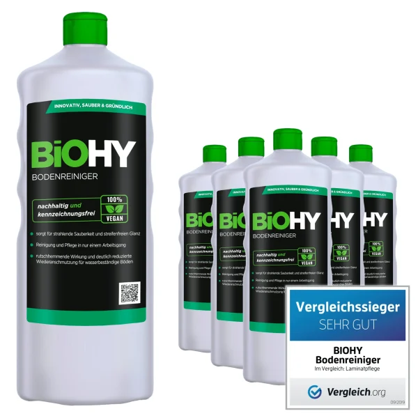 BiOHY Bodenreiniger (3x1l Flasche) | Konzentrat Für Alle Reinigungsgeräte Und Alle Hartböden | Angenehmer Geruch Und Streifenfreie Reinigung 4