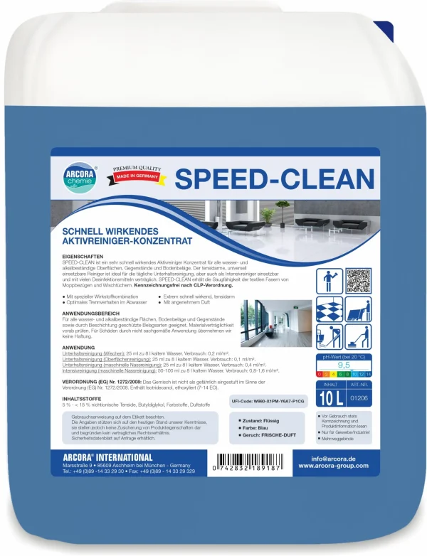 ARCORA Schnell Wirkendes Aktivreiniger-Konzentrat SPEED-CLEAN, 10L 1