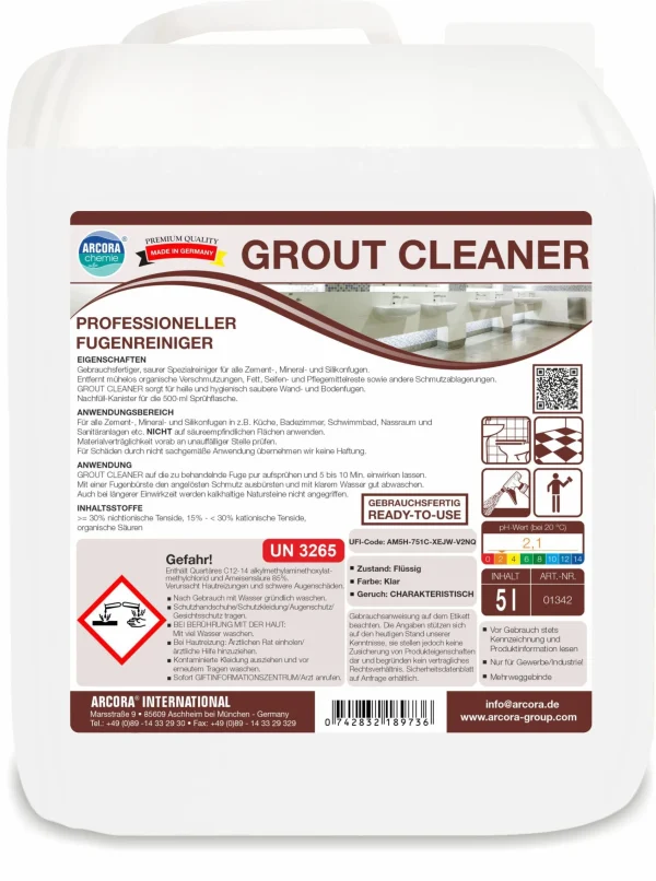 Null Arvox Pro Fugen + Fliesen Spezialreiniger – Fugenreiniger Bad Fliesen – Sanitärreiniger – Grout Cleaner – Reiniger – 2×2,5L Set 6