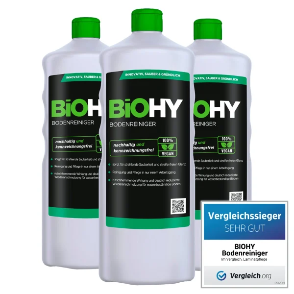 BiOHY Bodenreiniger (2x1l Flasche) | Konzentrat Für Alle Reinigungsgeräte Und Alle Hartböden | Angenehmer Geruch Und Streifenfreie Reinigung 5