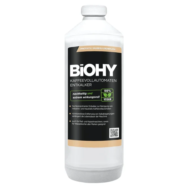 Null BiOHY Kaffeevollautomaten Entkalker (1l Flasche) | Ideal Zur Entkalkung Von Allen Kaffeemaschinen | Ca. 20 Entkalkungsvorgänge/Flasche 1