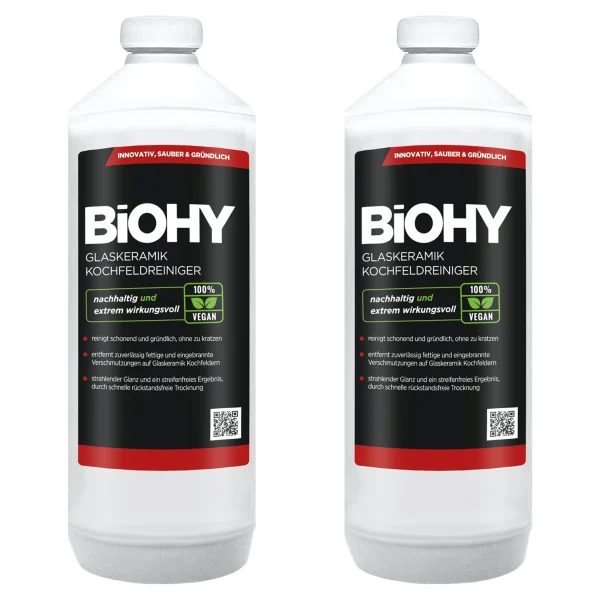 BiOHY Glaskeramik Kochfeldreiniger (6x1l Flasche) | Optimal Zur Reinigung Und Pflege Von Kochfeld Und Induktion | Geeignet Für ALLE GERÄTE 6