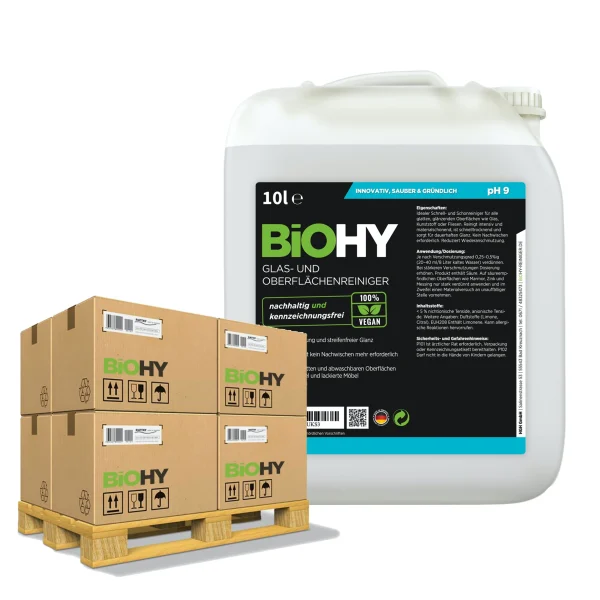 Null BiOHY Glas- Und Oberflächenreiniger (24x20l Kanister) | Konzentrat | Universalreiniger | Intensiv & Nachhaltig Reinigender Automatenreiniger 3