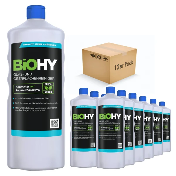 Null BiOHY Glas- Und Oberflächenreiniger (24x20l Kanister) | Konzentrat | Universalreiniger | Intensiv & Nachhaltig Reinigender Automatenreiniger 5