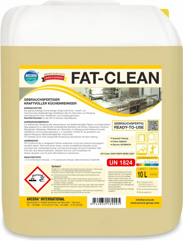 ARCORA Gebrauchsfertiger Küchenreiniger FAT-CLEAN, 10L 1