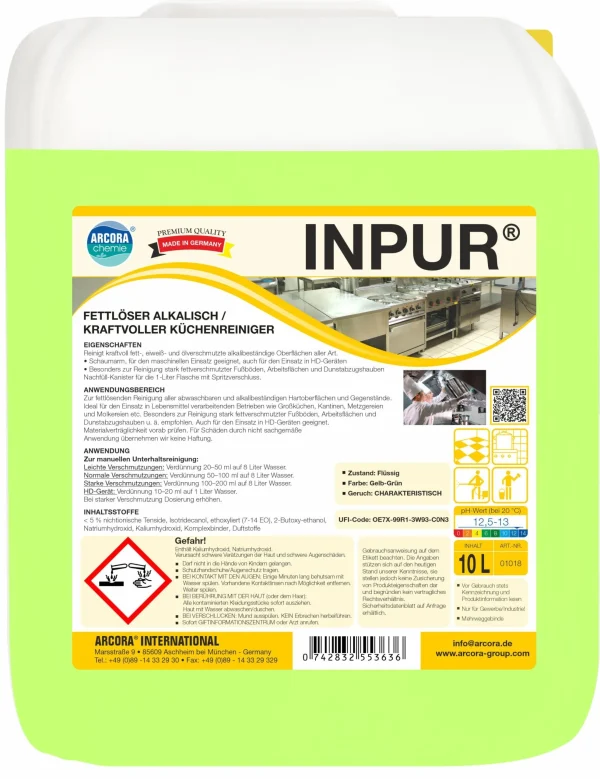 ARCORA Leistungsstarker Alkalischer Kraftreiniger No2 FETTLÖSER, 10L 8