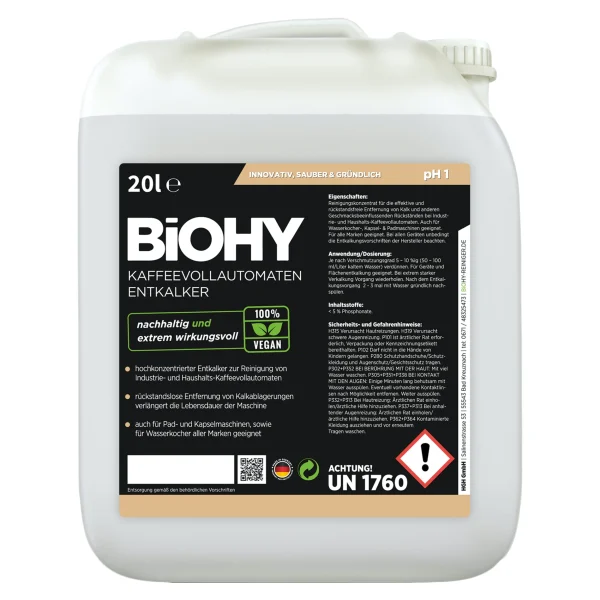 Null BiOHY Kaffeevollautomaten Entkalker (480x1l Flasche) | Ideal Zur Entkalkung Von Allen Kaffeemaschinen | Ca. 20 Entkalkungsvorgänge/Flasche 7