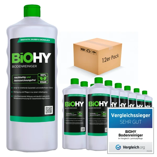 BiOHY Bodenreiniger (2x1l Flasche) | Konzentrat Für Alle Reinigungsgeräte Und Alle Hartböden | Angenehmer Geruch Und Streifenfreie Reinigung 6
