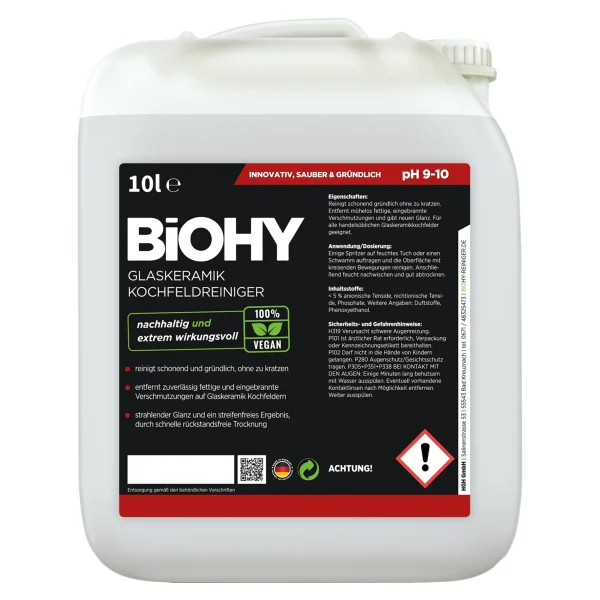 BiOHY Glaskeramik Kochfeldreiniger (50x10l Kanister) | Optimal Zur Reinigung Und Pflege Von Kochfeld Und Induktion | Geeignet Für ALLE GERÄTE 4