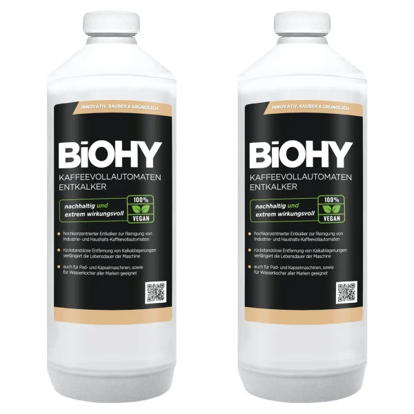 Null BiOHY Kaffeevollautomaten Entkalker (2x1l Flasche) | Ideal Zur Entkalkung Von Allen Kaffeemaschinen | Ca. 20 Entkalkungsvorgänge/Flasche 1